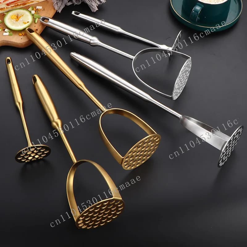 Stainless Steel Potato Press Mash Mudder Kitchen  Gold Garlic Mash