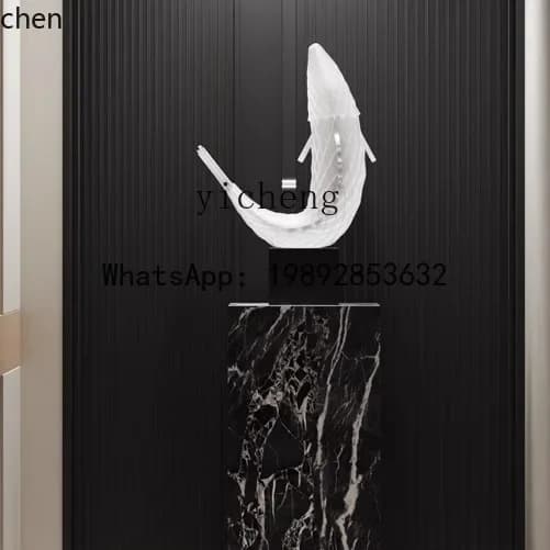 sculpture big fish art ornament floor-to-ceiling large high-end living room entrance hotel lobby decoration