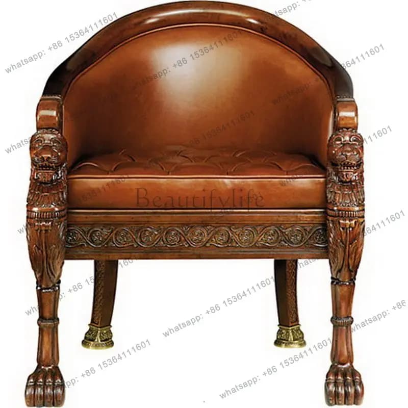 All solid wood European solid wood sofa chair single living room bedroom carved leisure chair
