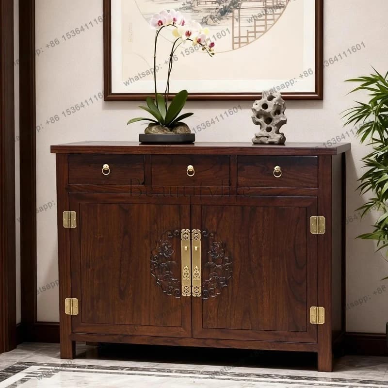 old elm entry porch cabinet Chinese style all solid wood foyer partition locker retro storage