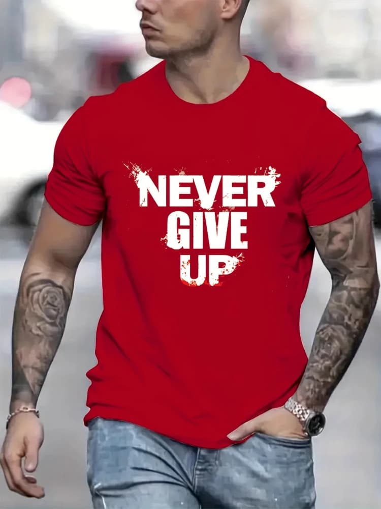 Stylish Casual Men's Letter  pattern design -100% cotton summer O-neck short sleeve casual printed men's T-shirt.