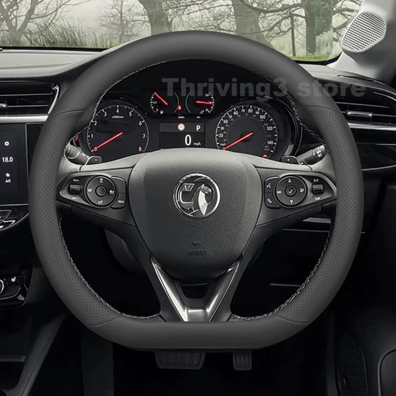 Leather Car Steering Wheel Cover For VAUXHALL Corsa Corsa-e 2011-2020 Car Style Auto interior VAUXHALL Corsa Accessories