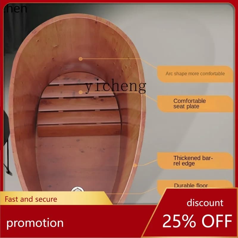 ZML Wooden Bath Barrel Bath Bucket Small Household Adult Home Bath Tub Beauty Salon Steaming Barrel