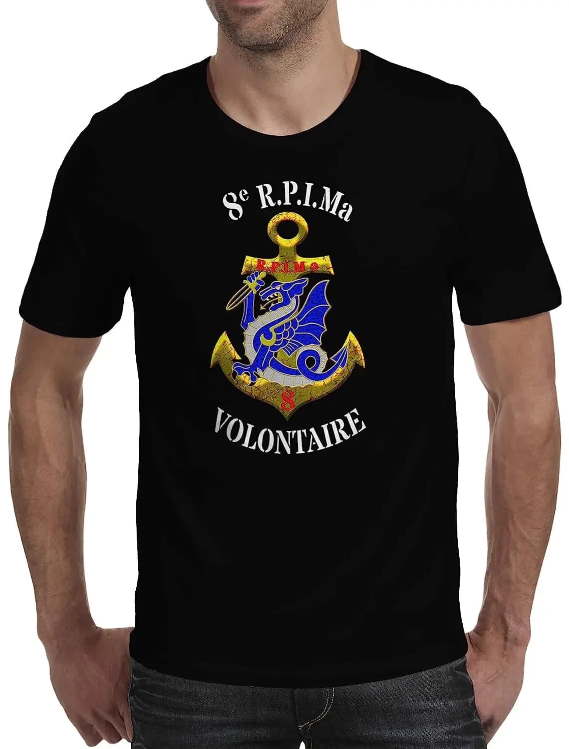 Militaire Parachutistes 8e R.P.I.Ma Men T-Shirt Short Sleeve Casual 100% Cotton Shirt