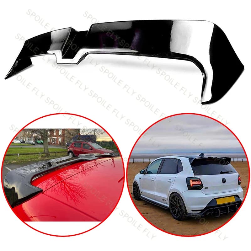 For Volkswagen Polo MK5 GTI Pre-facelift Only 2010-2013 High Quality ABS Oettinger Style Car Rear Roof Wing Spoiler Glossy Black