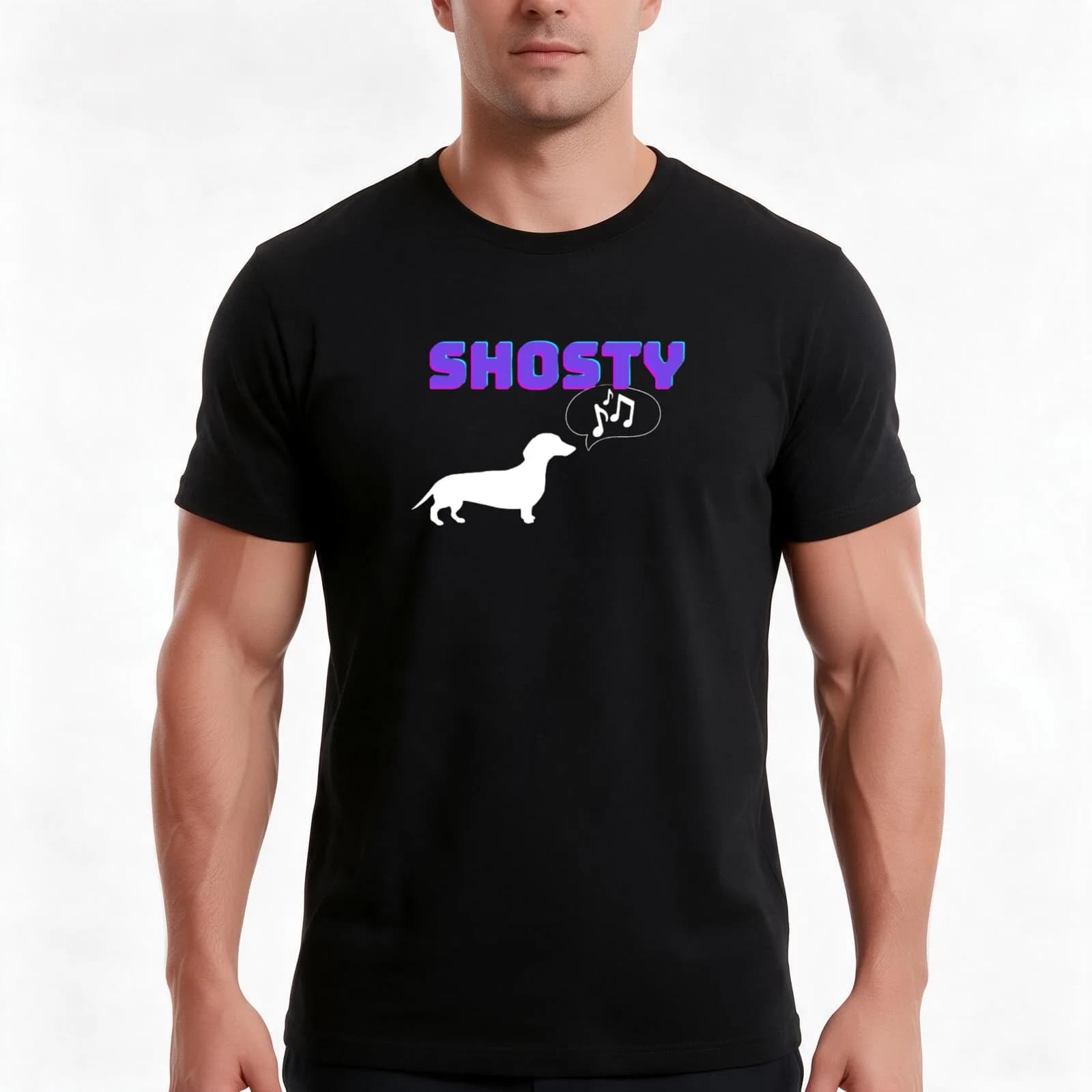 Shosty Logo T-Shirt, Summer Casual Cotton Tee, Oversized Streetwear Tops, Vintage Graphic Print, Loose Fit Short Sleeve