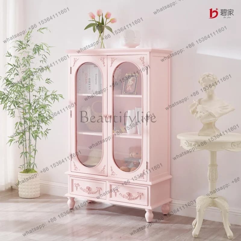 retro cream style dining side cabinet integrated high cabinet against the wall storage cabinet