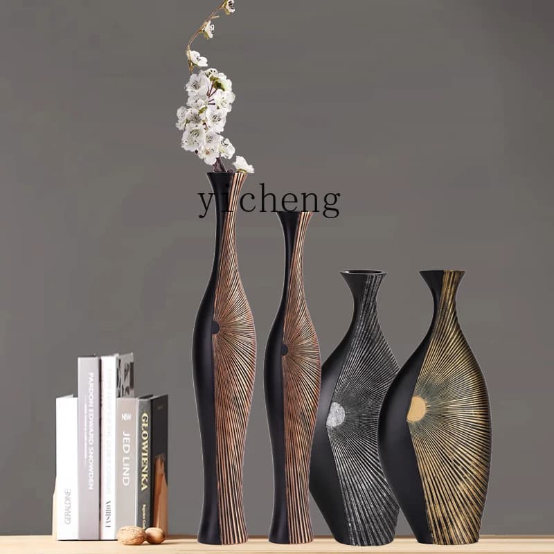 ZMLmedieval retro aesthetic vase, next to the TV cabinet in the living room, vertical high wabi-sabi ornament ornament