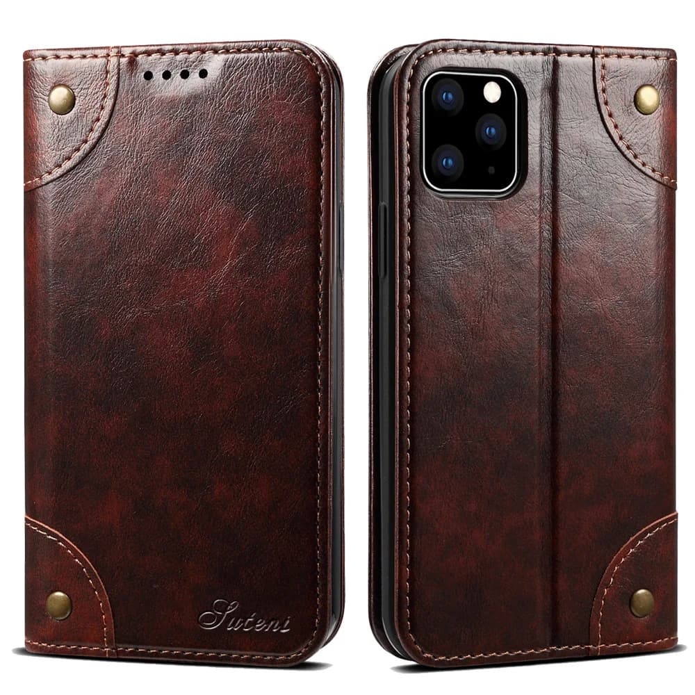 Classic Wallet Flip Genuine Leather Case For Iphone 17 16 15 14 13 12 11 Pro X Xs Max Xr Plus Magnetic Book Flip Phone Cover Bag