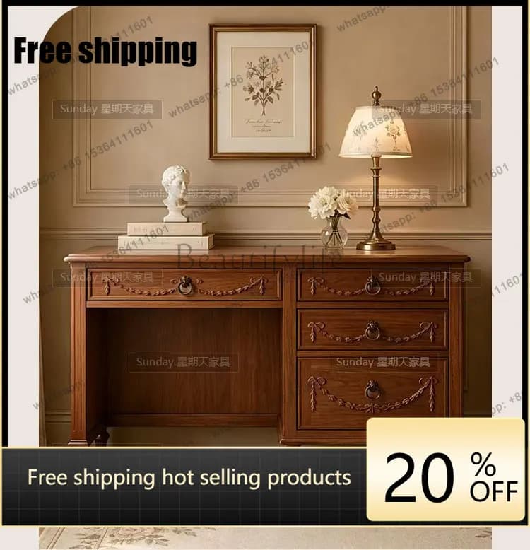 Factory Direct Medieval Three-dimensional Carving Desk Creative Multifunctional Writing Desk with Drawer