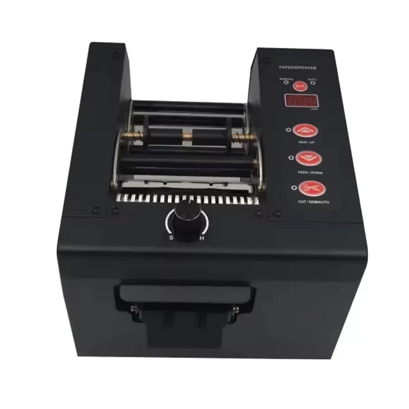 Electric 8-80mm Automatic PET Film Cutter Masking Adhesive Packing Dispenser For Beverage Cartons Featuring Gear Plastic