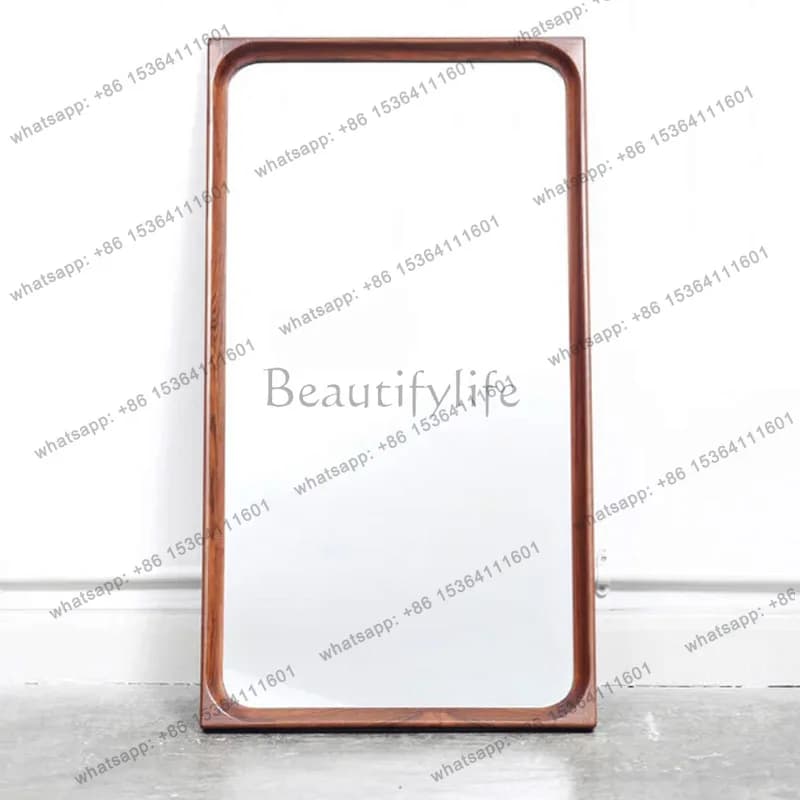Retro old wooden full-body floor mirror home bedroom fitting mirror