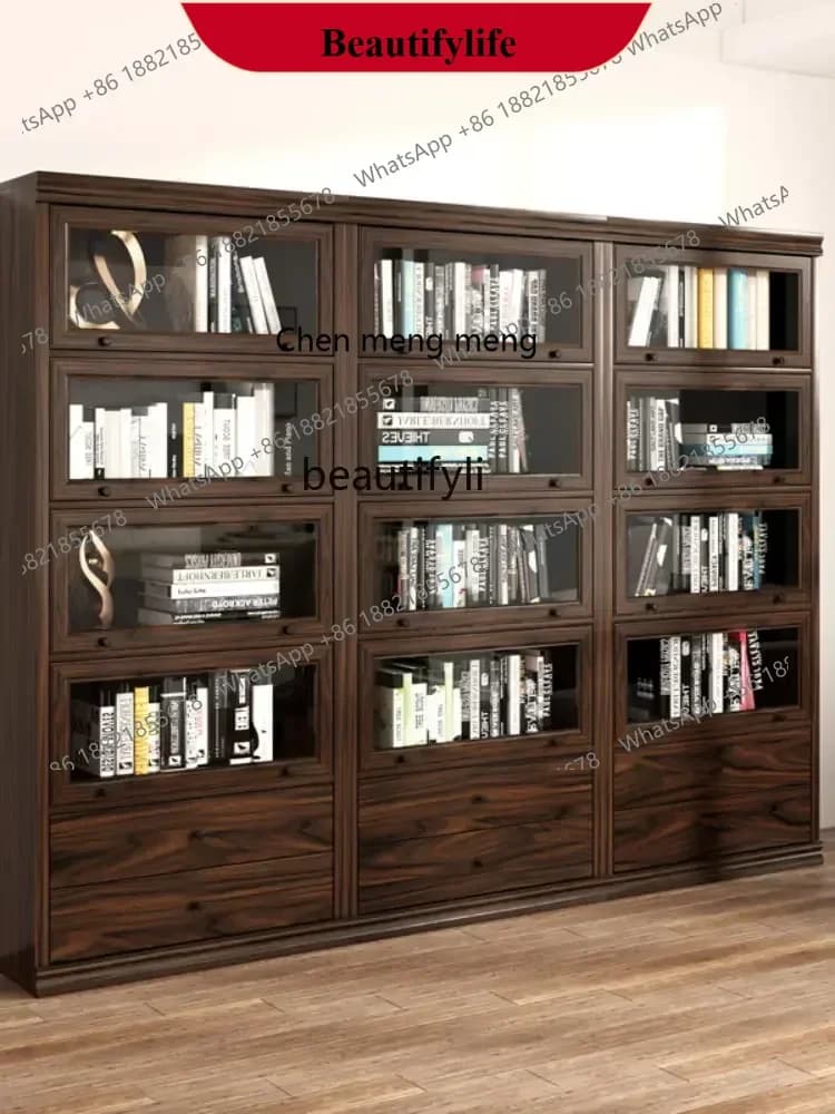 D178  Y CXH Storage Cabinet Simple Modern Bookcase Assemblage Zone Glass Door Drawer Narrow Bookshelf
