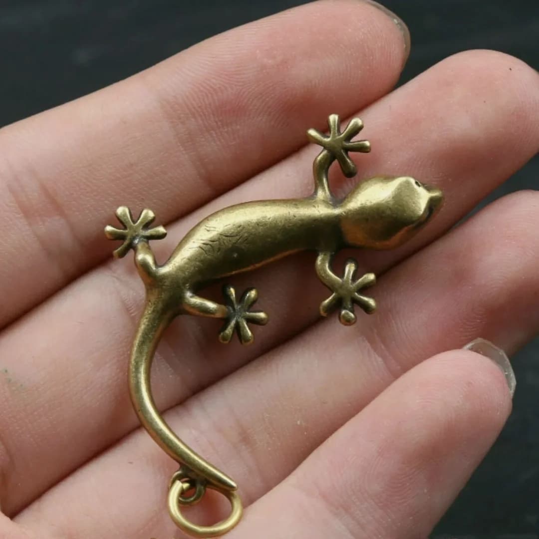 39mm Collect Chinese Bronze Lovable Animal Gekko Japonicus Gecko Statue