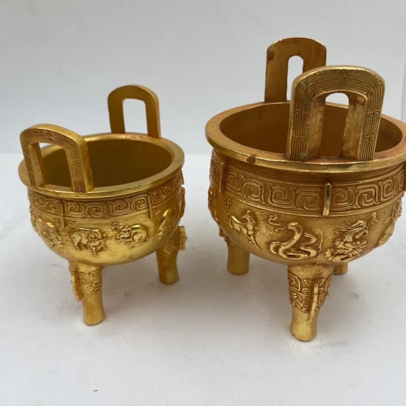 Antique Gold-Plated Three-Legged Ornament, Three-Clawed Steed, Twelve Zodiac Round Steed, Wealth-Attracting, House-Guarding, Hou