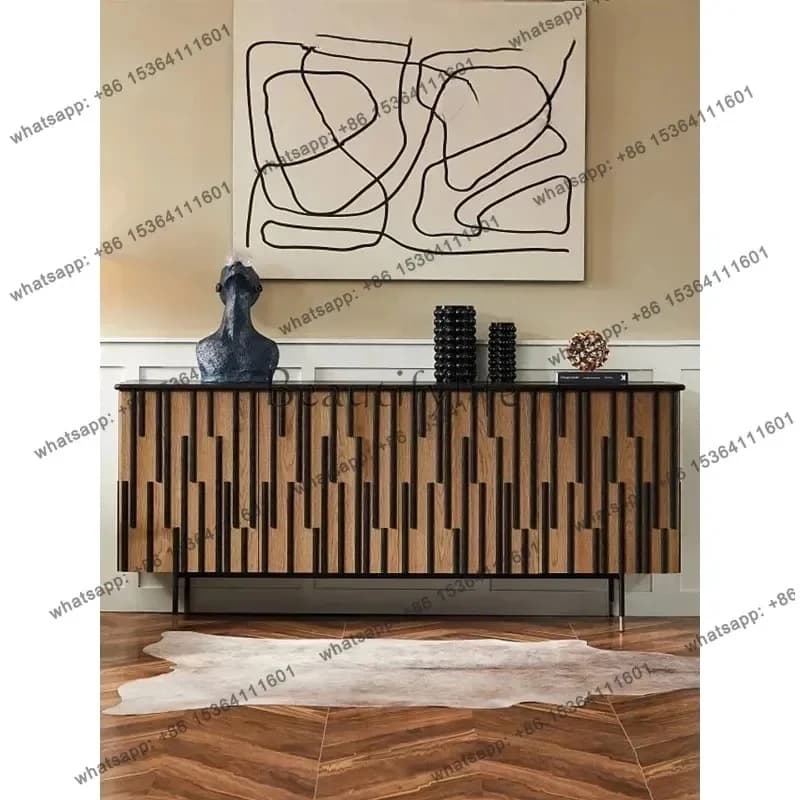 Italian Light Luxury Solid Wood Dining Side Cabinet, Living Room Against The Wall, Locker Storage, Tea Cabinet, Ancient Style