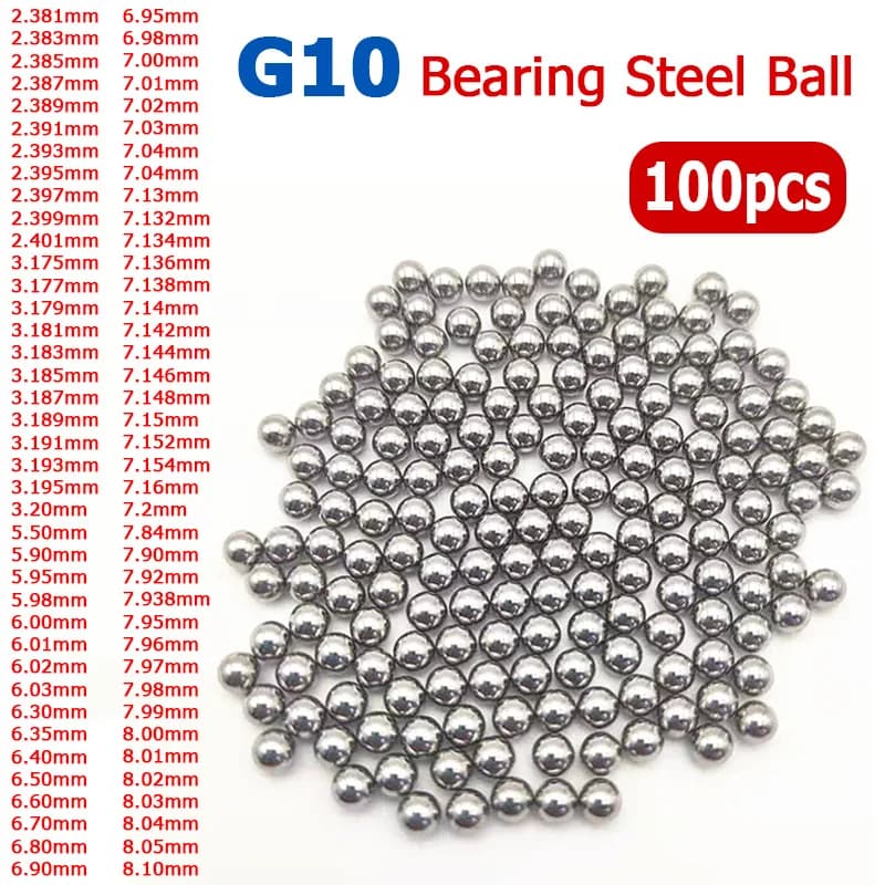 100pcs 2.381~8.01mm G10 Grade Bearing Steel Balls 2.385/2.397/2.401/3.175/3.189/3.195/5.98/6.35/7.132/7.85/7.88/8.02mm GCR15