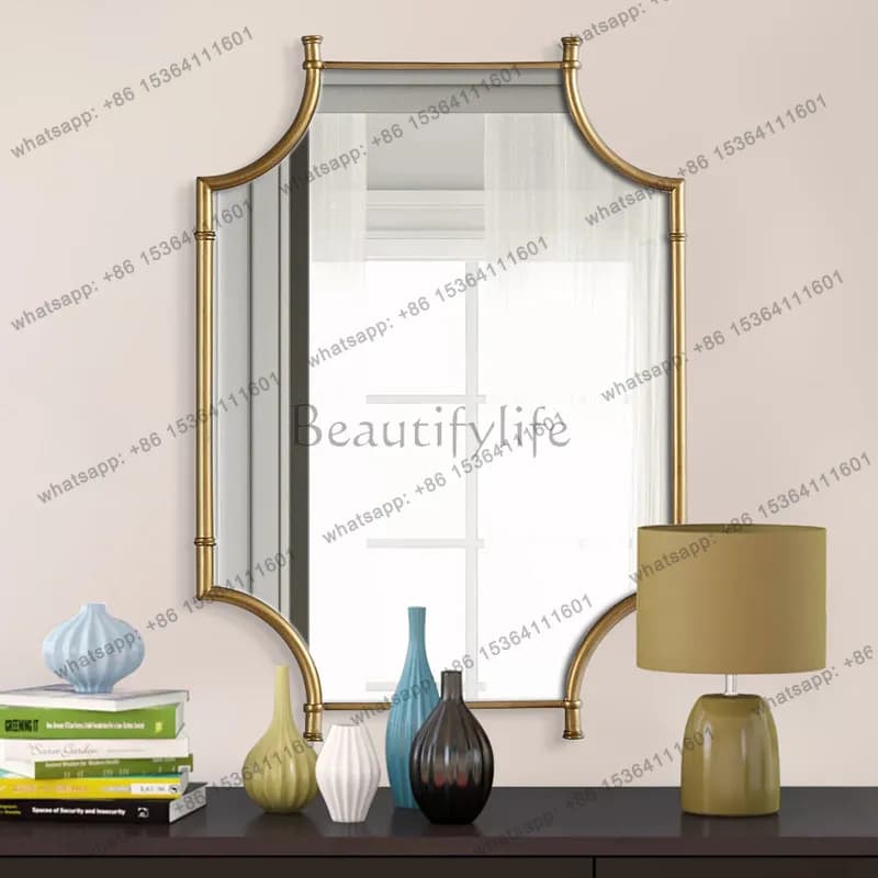 American living room background wall wall decoration mirror bathroom light luxury dressing