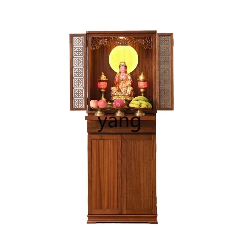 LTT solid wood new Chinese Buddhist niche vertical cabinet household wealth Buddha statue offering incense table