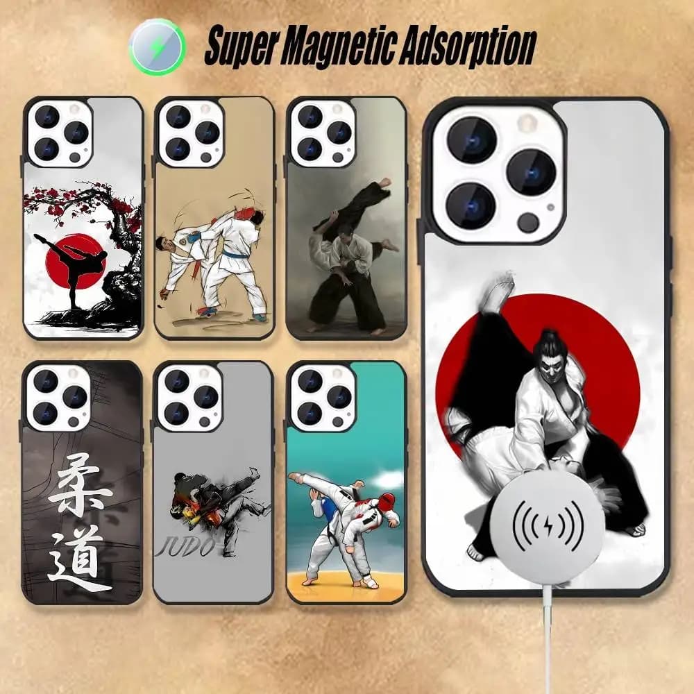 Japanese Martial Arts Judo Black Phone Case For iPhone 18,17,16,15,14,13,12,11,Pro,Max,Plus,Mini Magnetic Wireless Charging