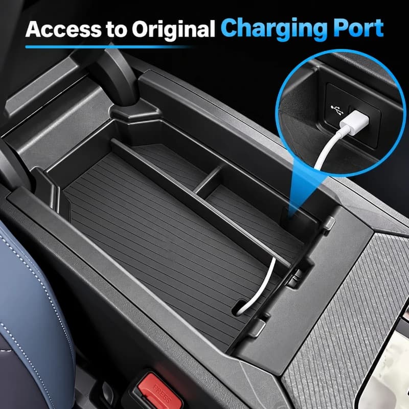For BMW X3 G45 2025-2026 ABS Black Car Armrest Storage Box Organozer Tray Interior Car Accessories