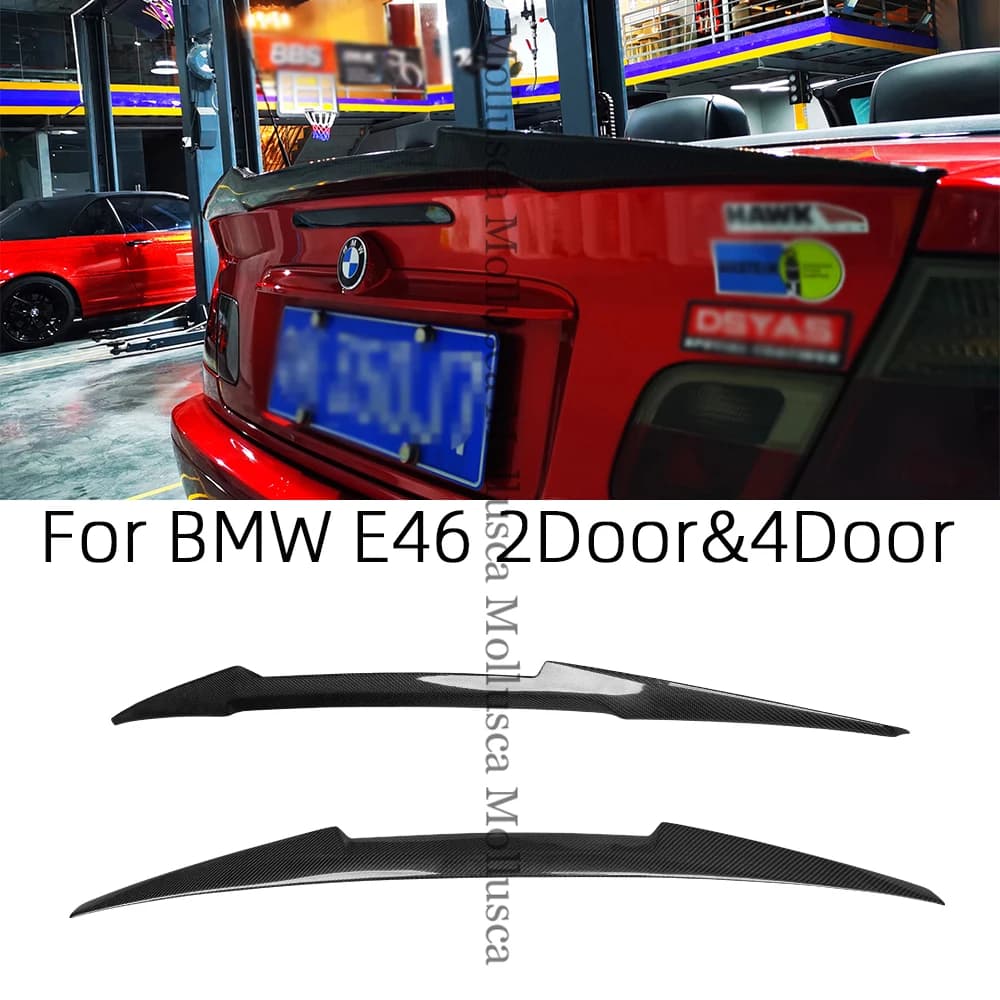 For BMW E46 2Door Coupe/Convertible&4Door Sedan M4 Style Carbon Fiber Rear Spoiler Trunk Wing 1997-2007