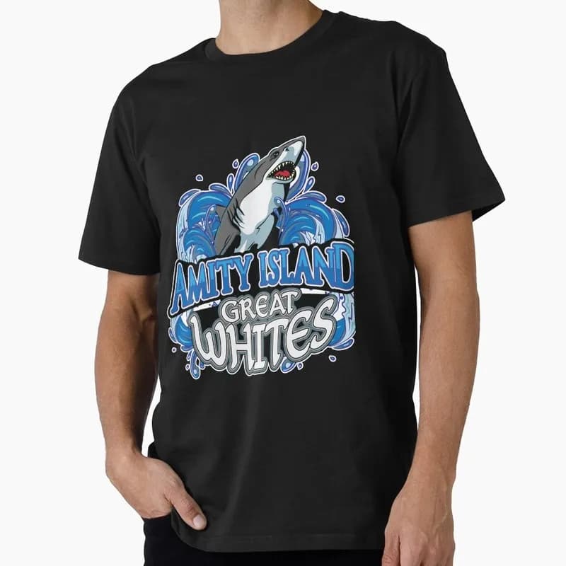 Jaws Horror Movie Halloween Gift T Shirt 0907 Vintage Amity Island Great White Shark Graphic Tops Short Sleeve Unisex Streetwear