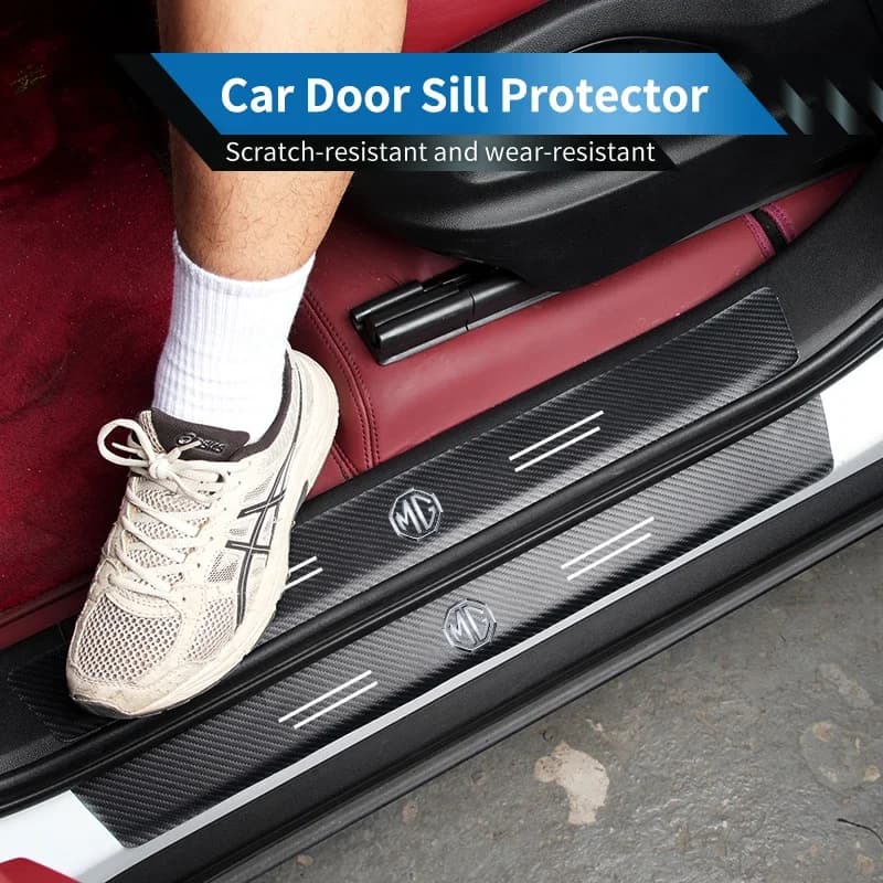 Carbon Fiber Door Sill Scratch Protector 4/8-Piece Set Trunk Bumper Decals for MG ZS HS MG3 MG4 EV MG5 MG6 MG7 ZST GT
