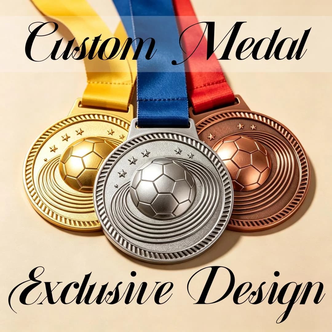 No MOQ Custom Football Medal Personalized Metal Soccer Sport Award Gold Silver Copper Medal With Ribbon Competition Souvenir