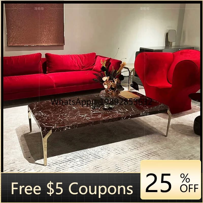 1LYY Italian Coffee Table High-End Artistic Marble Side Table Light Luxury Mansion Living Room Home
