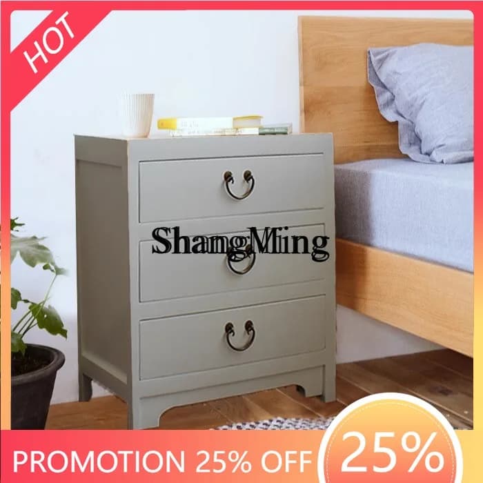 ZYY Delicate Premium Home Modern Simple Bedroom Bedside Table Solid Wood Shelf Bedside Storage Cabinet