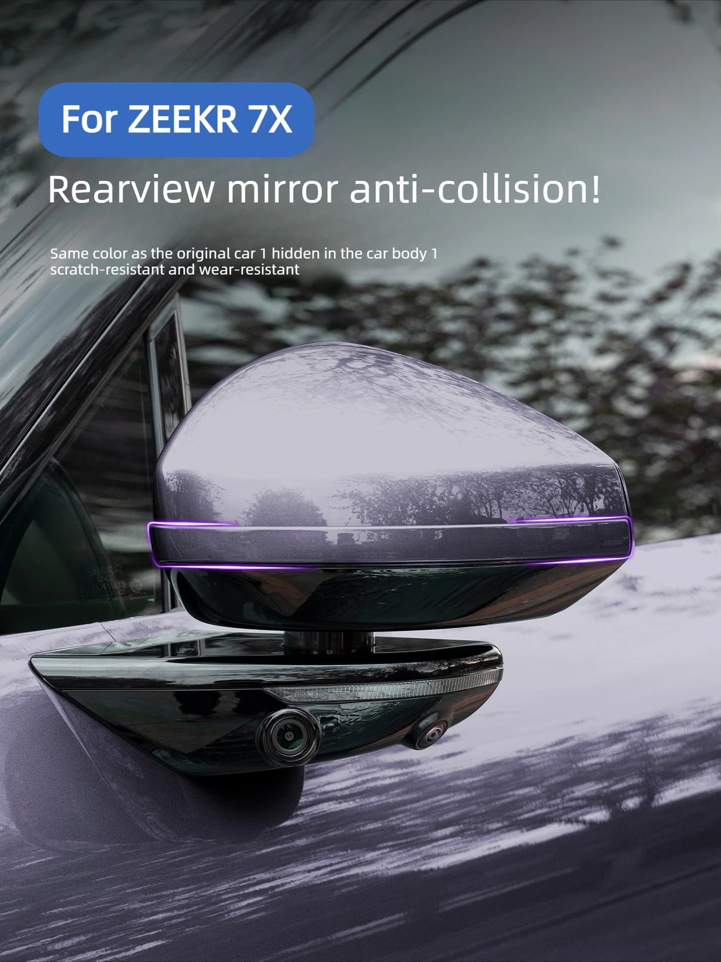 Car Door Edge Guard for ZEEKR 7X Facelift 2026 Rear View Mirror Anti-collision Strip Anti Scratch Sticker External Accessories