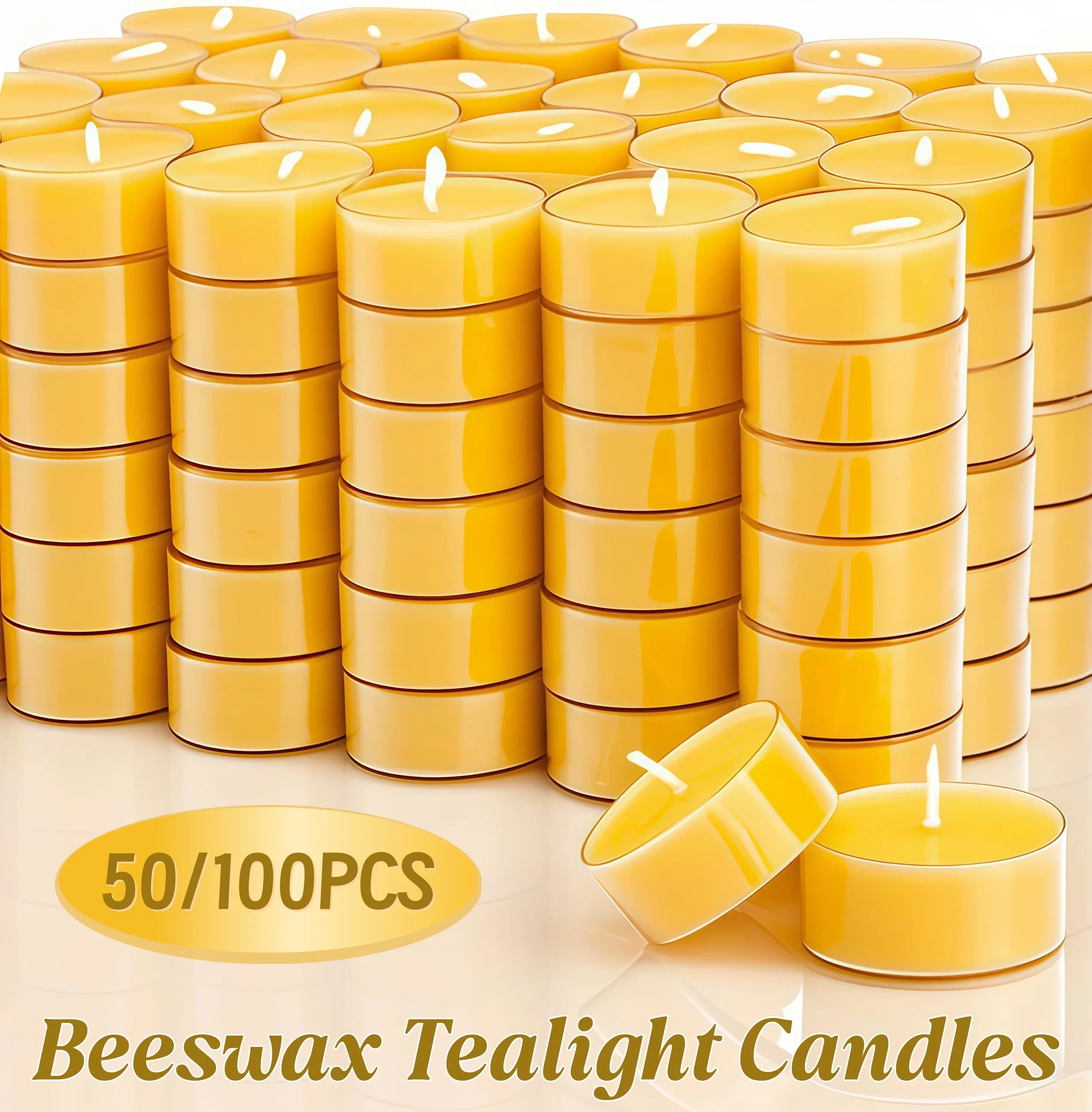 50-100Pcs Beeswax Tea Light Candles Smokeless Eco-Friendly Candles Xmas Tealight for Wedding Favor Candles 4 Hour Clean Burning