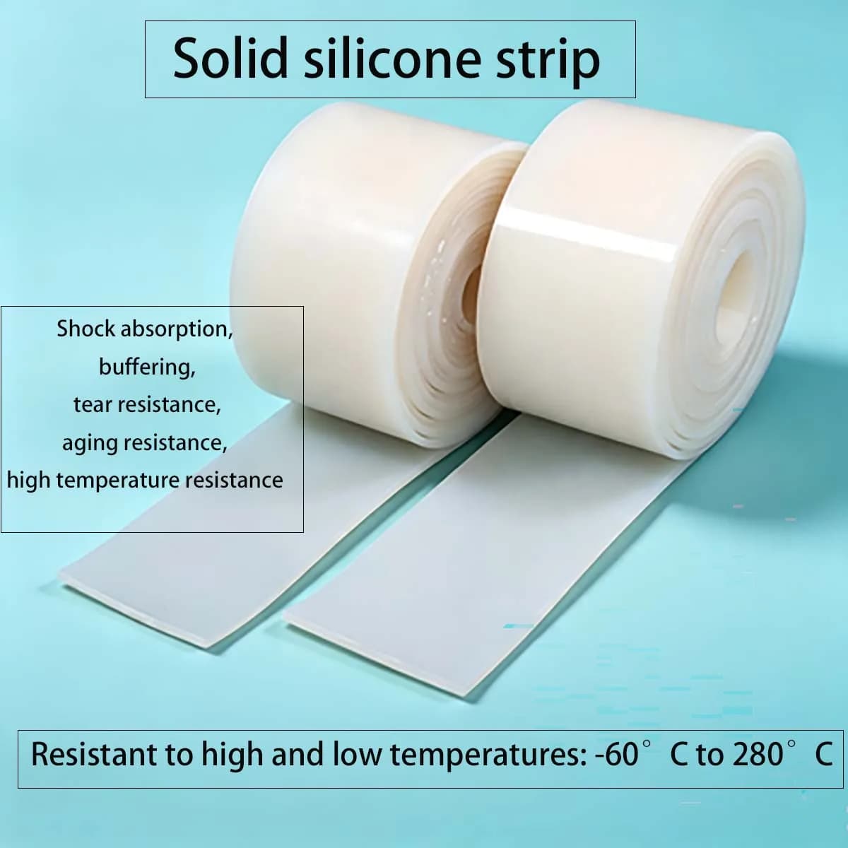 Solid Natural Color Silicone Sealing Strip High Temp Tear Resistant Glass Cushion Rubber Strip Custom Size
