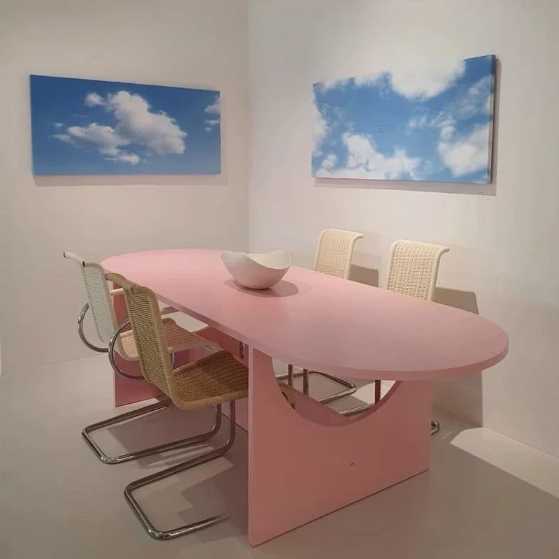 Creative Color Memphis Pink Dining Table Island Multiplayer Meeting Desk