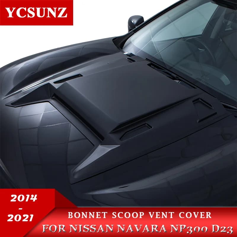 Matte Black Bonnet Scoop Vent Cover For Nissan Navara Np300 D23 2014 2015 2016 2017 2018 2019 2020 2021 Double Cabin