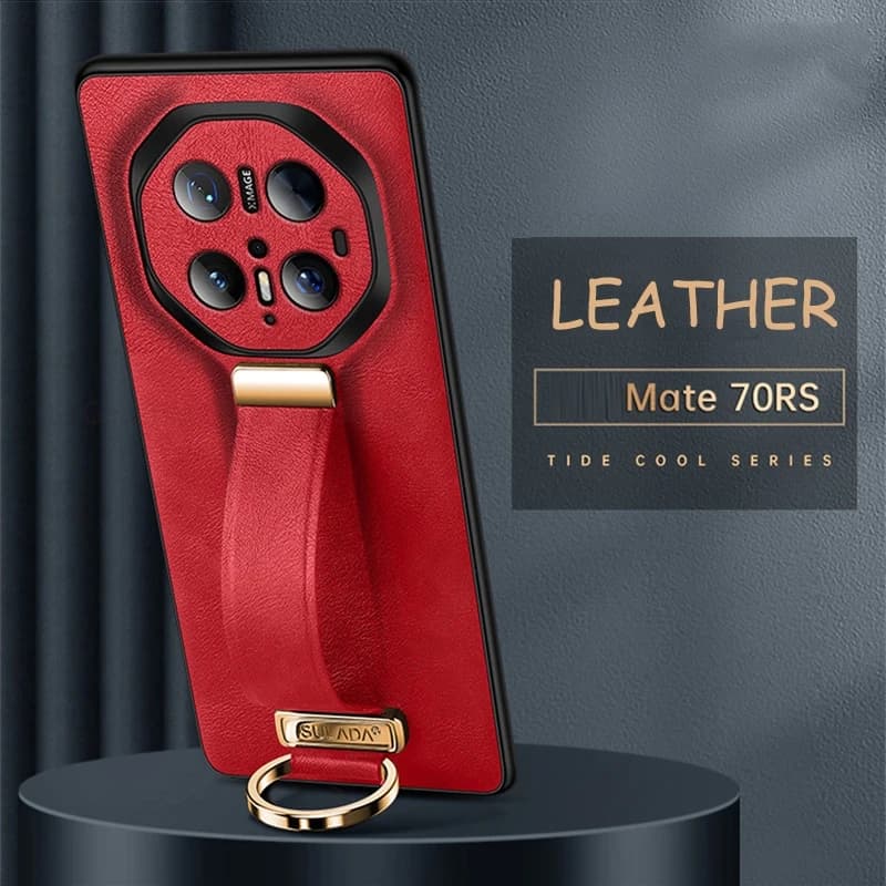 Fundas For Huawei Mate 70 RS 60 Pro Plus Ultra Slim Leather Phone Case For Mate 70 60 RS 50 Pro Wristband Stand Shockproof Cover