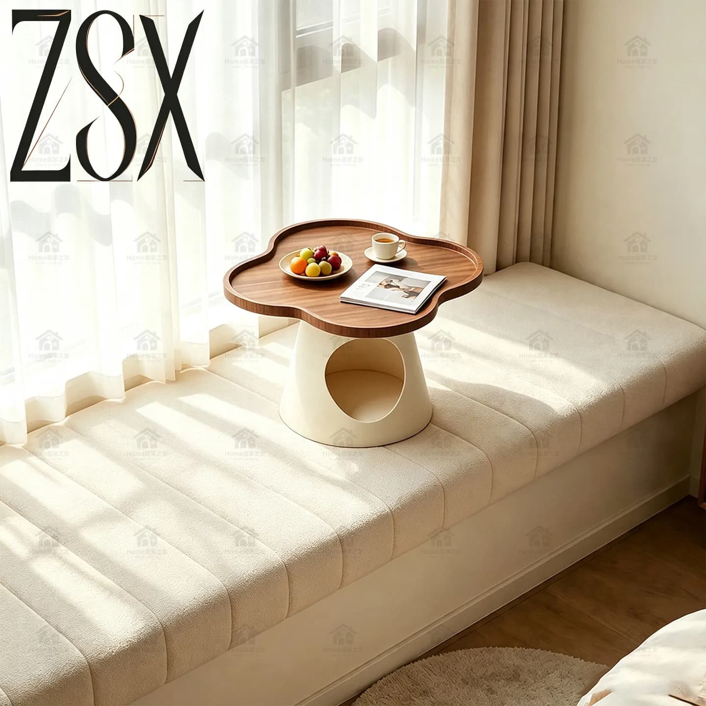 Cream Style Tatami Tea Table, Simple Bay Window Window Sill Small Side Table for Bedroom Home 3-Piece Set