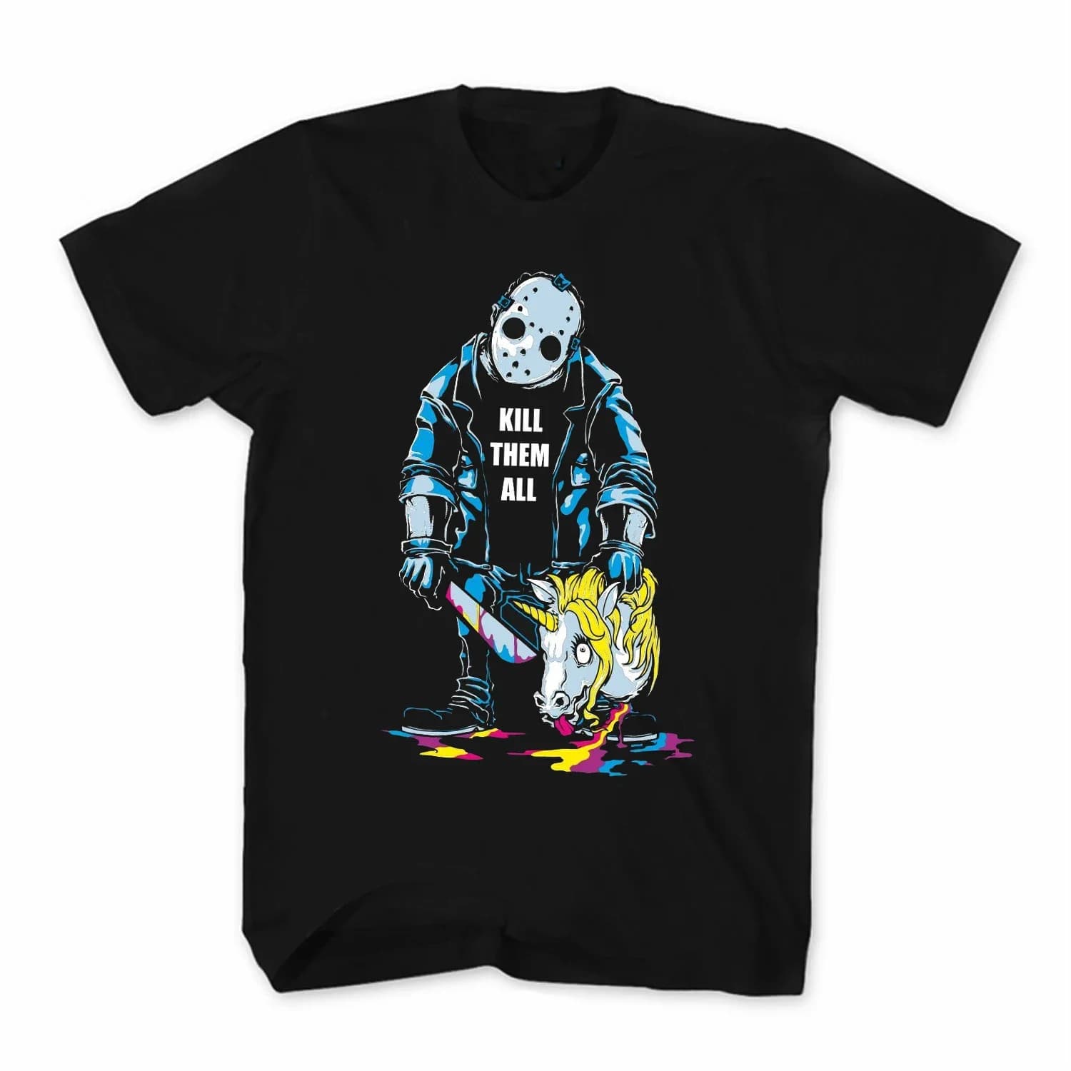 Kill Unicorns Halloween Fancy Hardcore Spells Horror T Shirt New 100% Cotton Short Sleeve O-Neck T-shirt Casual Mens Top