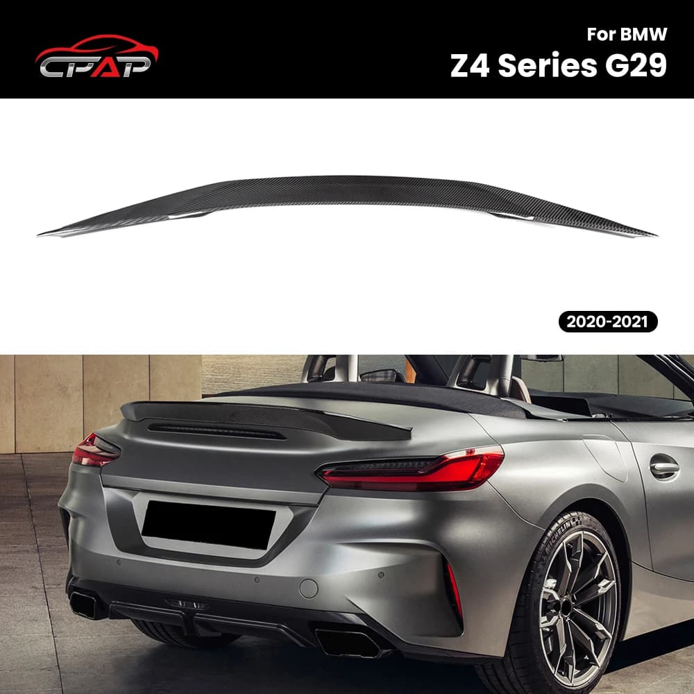 Real Dry Carbon Fiber Rear Trunk Spoiler Roof Wing Car Styling Boot Lid For BMW Z4 Series G29 TRD Style 2020-2021