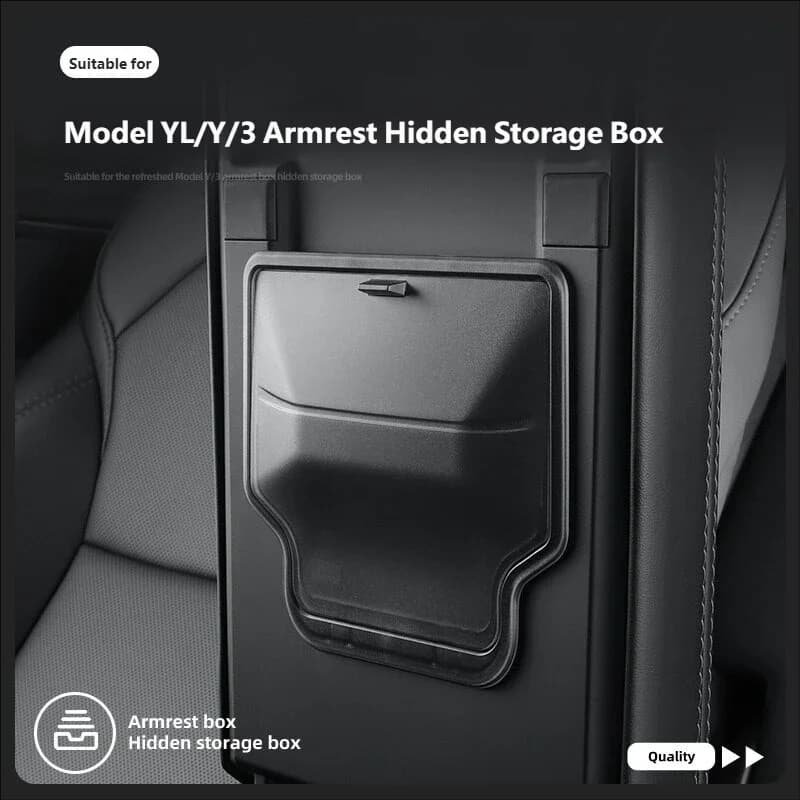 Car Armrest Hidden Storage Box For Tesla Model YL/Y/3 2023-2025 Highland ABS Organizer Tray Interior Accessories