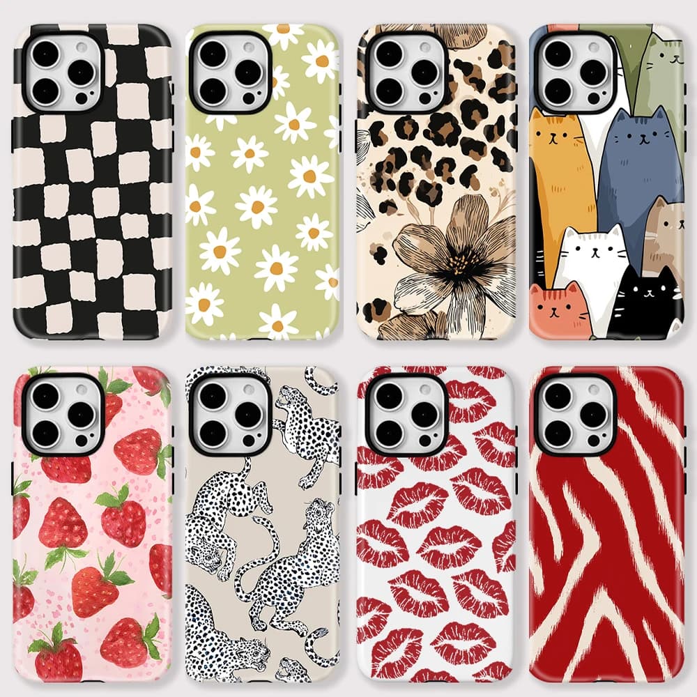INS Black white checkered daisies Phone Case for iPhone 17 17e 16e 16 15 14 13 12 11 7 Air Pro Max Plus Double-layer Back Cover