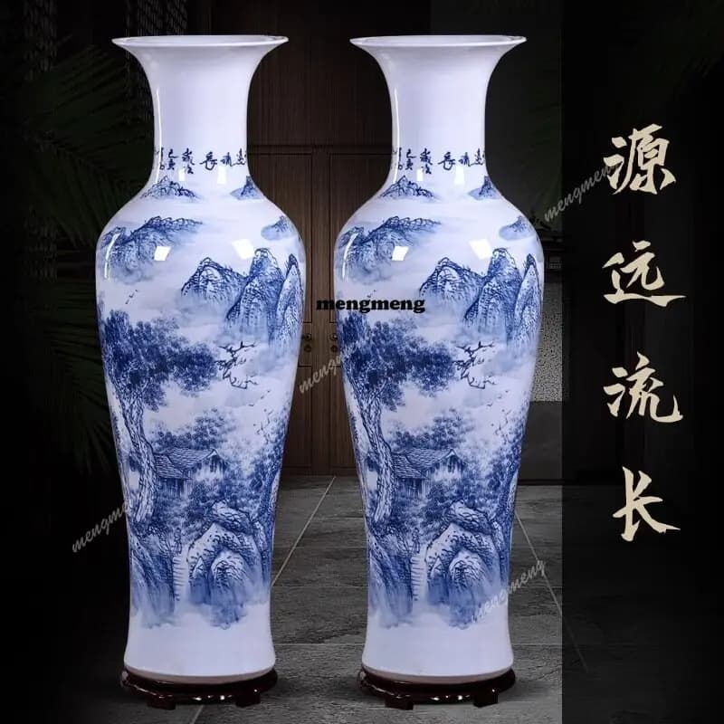Jingdezhen ceramic hand-painted floor has a long history large vase Chinese living room decoration hotel opening ornament