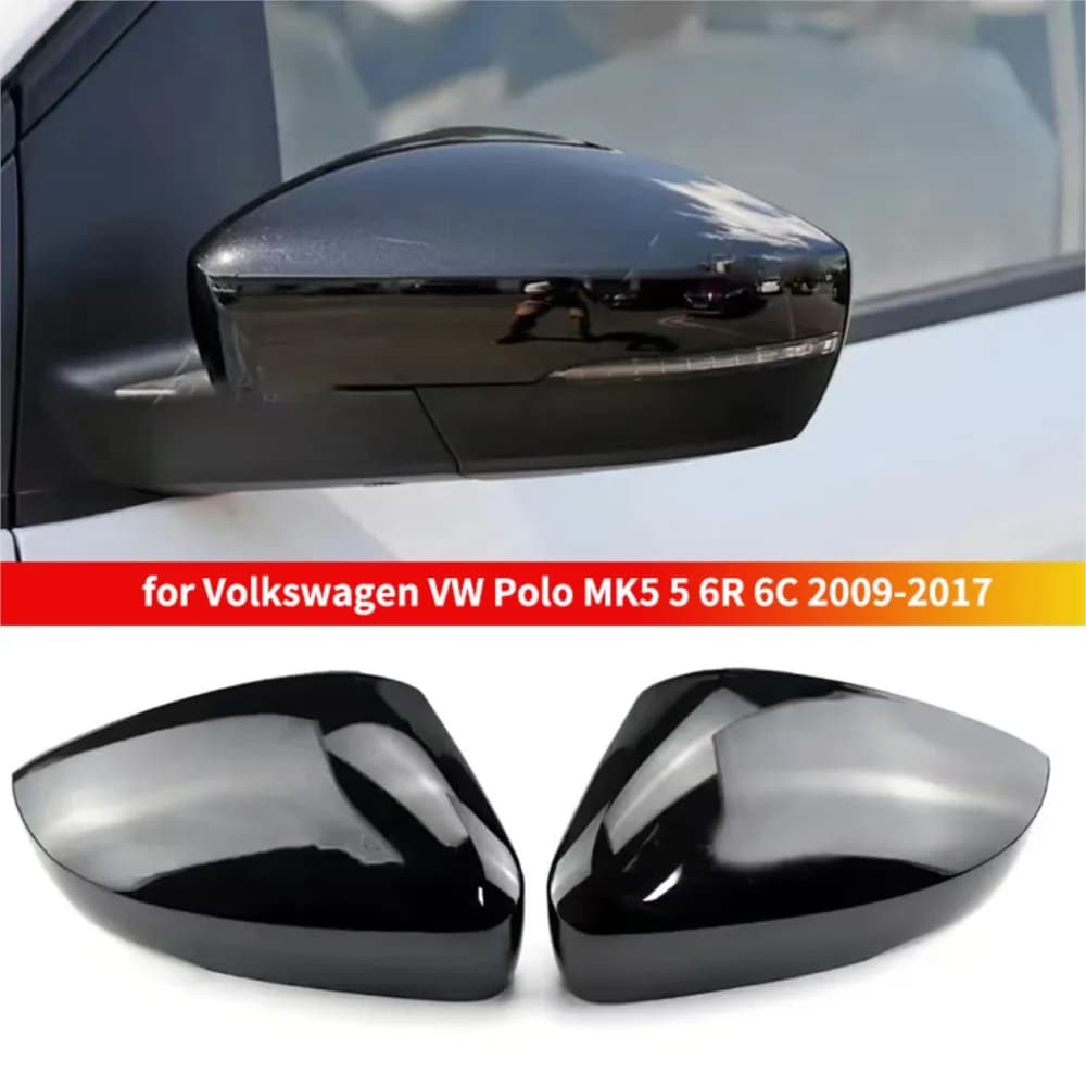 Rearview Side Mirror Cover Caps Shell Replacement for Volkswagen VW Polo MK5 5 6R 6C 2009-2017