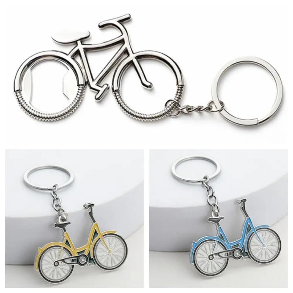 Metal Bicycle Keychain Multifunctional Bike Shaped Bottle Opener Keyring Portable Creative Bike Key Rings Backpack Pendant
