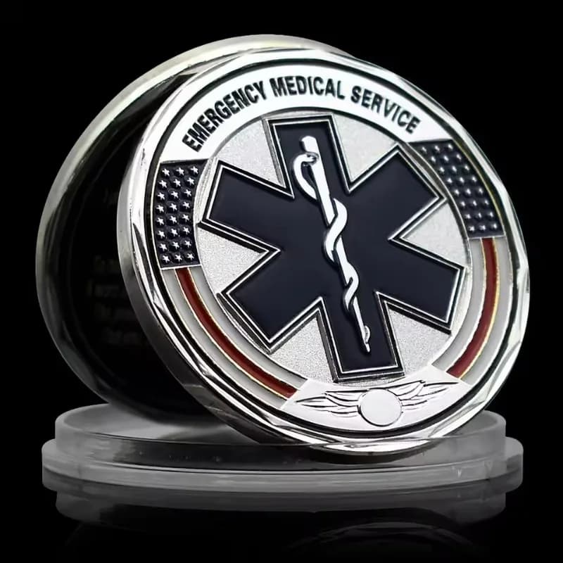 1pc Emergency Medical Services EMS Ouvenir Coin First Response Star of Life Paramedic Medical Rescue Challenge Coin Holiday Gift