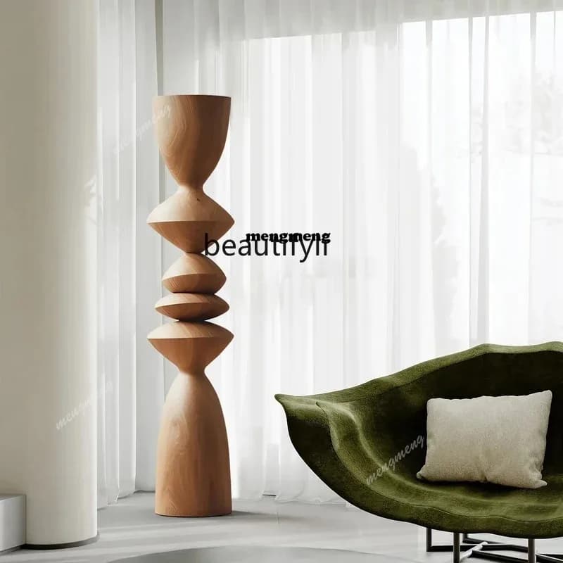 Entrance abstract wood carving floor-to-ceiling ornaments hotel corridor aisle decorative large art sculptureX