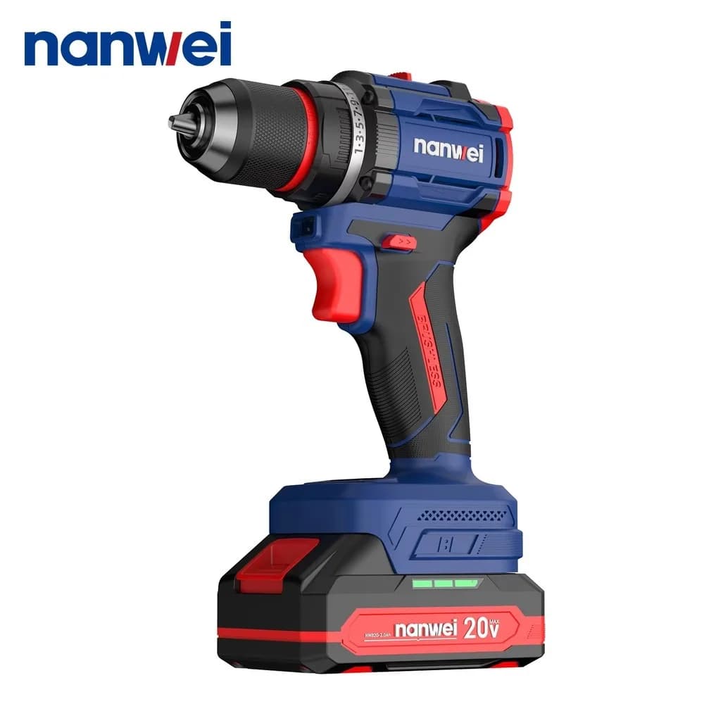 NANWEI 20V Cordless Drill Brushless 2000mAh Electric Power Tool Battery Drill for Home DIY Woodworking