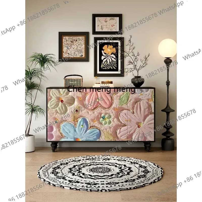 RR Solid wood French retro entrance cabinet painted living room bedroom storage cabinet bed and breakfast drawer cabinet