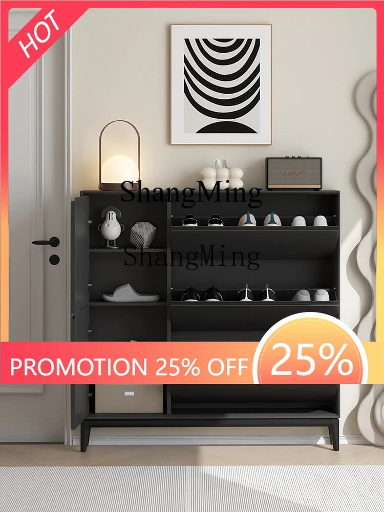 FG  solid wood shoe cabinet ultra-thin and extremely narrow tipping bucket small apartment foyer storage cabinet